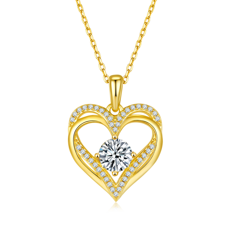 圆形爱心PendantS925银Moissanite厘石D级1.2ct